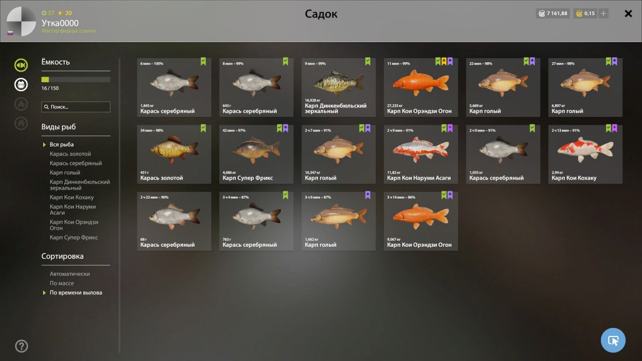 Улов (Карп Кои Орэндзи Огон) на #трофей_rf4map в RF4