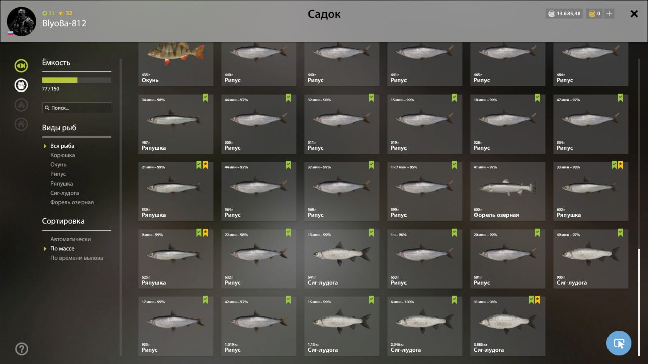 Улов (Сиг-лудога, Ряпушка) на #трофей_rf4map в RF4