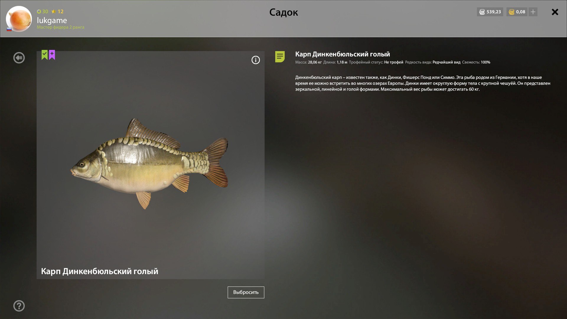 Улов (Карп Динкенбюльский голый, Карасекарп, Карп Супер Фрикс, Линь) на #фарм_rf4map в RF4