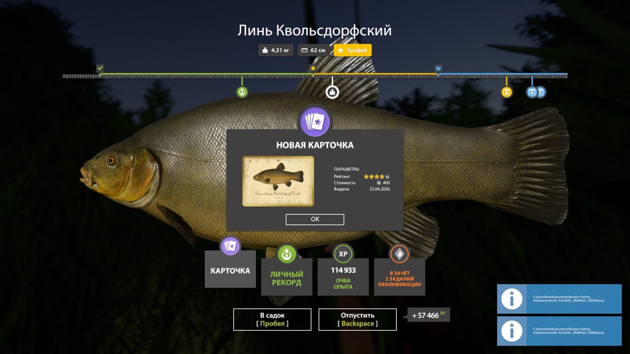 Улов (Разнорыбица, Линь Квольсдорфский) на #трофей_rf4map в RF4