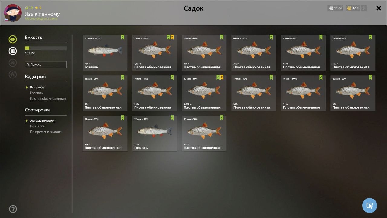 Улов (Плотва обыкновенная) на #трофей_rf4map в RF4