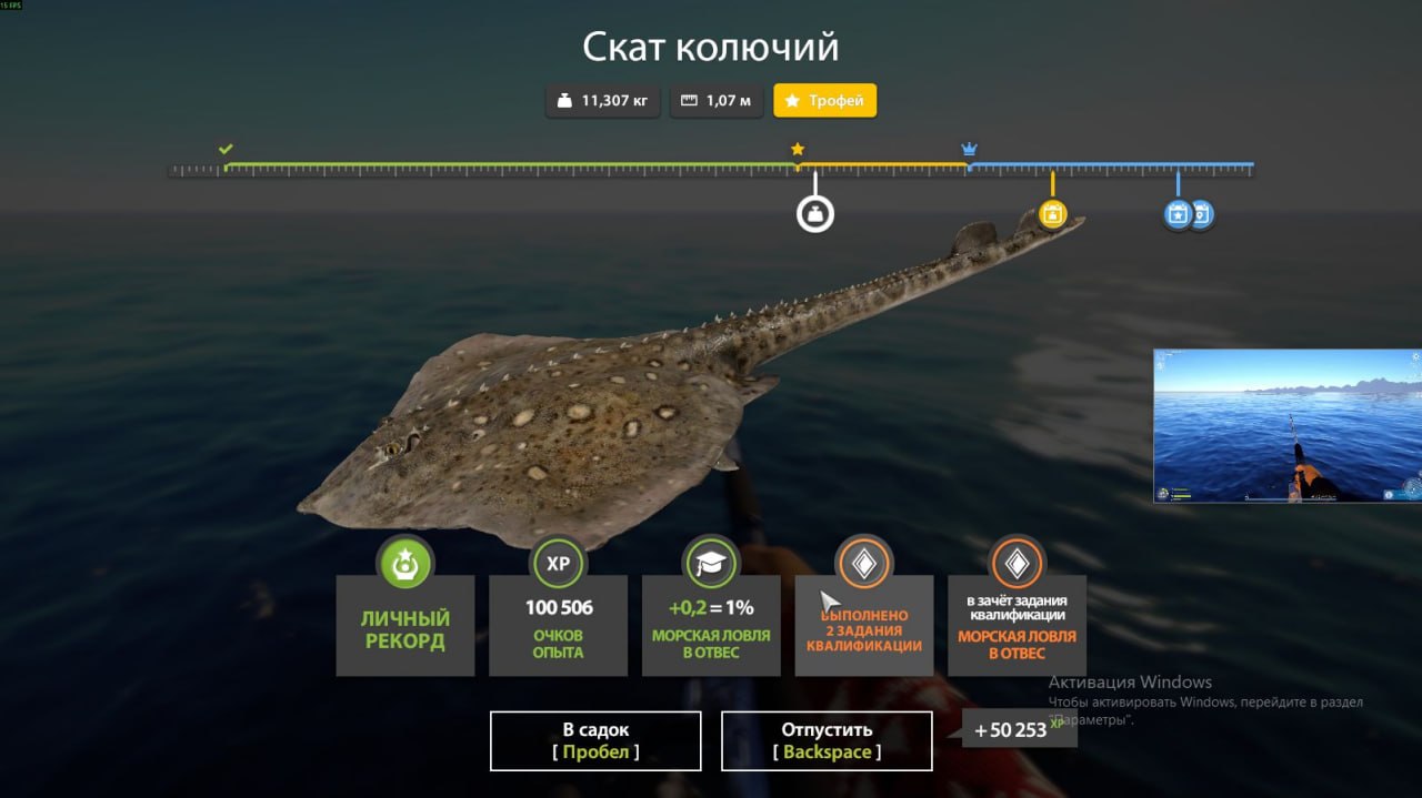 Улов (Камбала хоботная, Скат колючий) на #трофей_rf4map в RF4