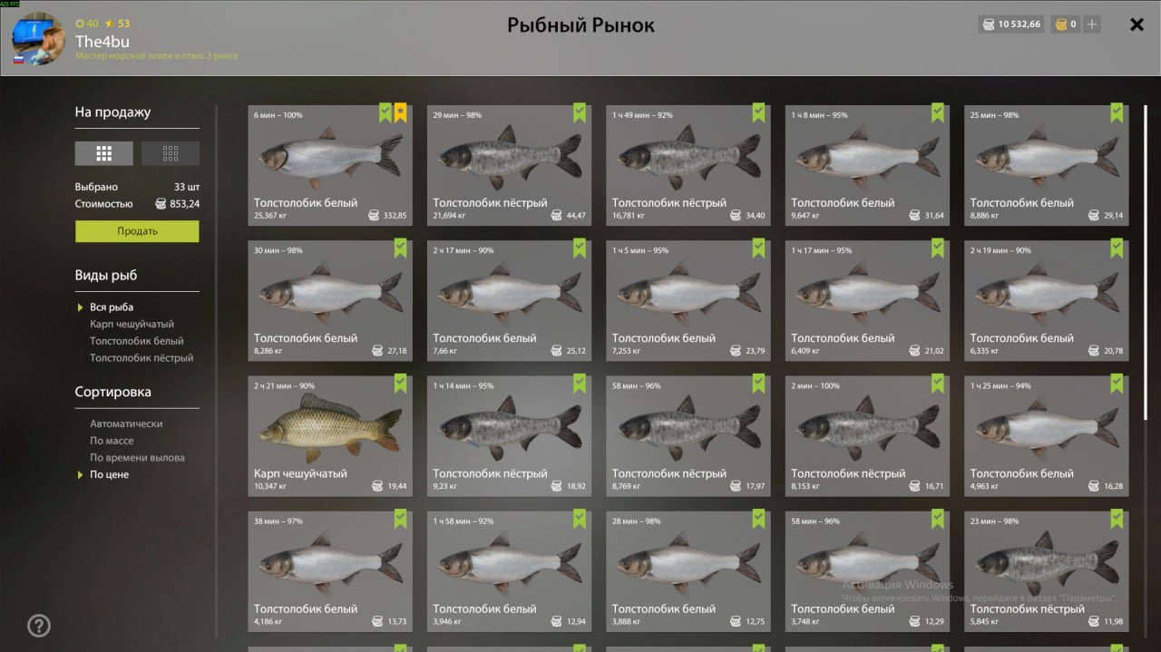 Улов (Толстолобик белый) на #трофей_rf4map в RF4