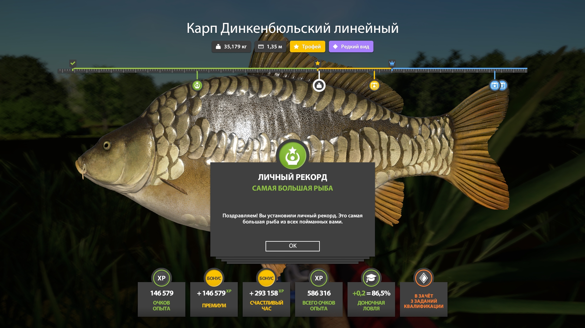 Улов (Карп Динкенбюльский линейный) на #трофей_rf4map в RF4