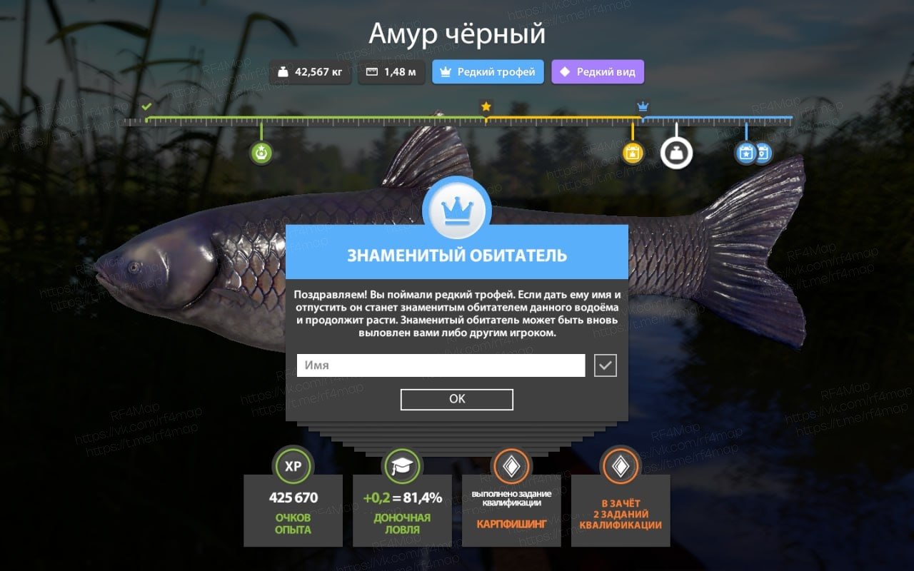 Улов (Амур чёрный) на #трофей_rf4map в RF4