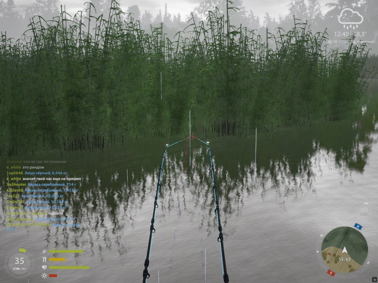 Улов (Амур белый, Амур чёрный) на #трофей_rf4map в RF4